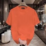 2024 Men's Short Sleeve Round Neck Loose Versatile Solid Color T-Shirt Summer Trendy Simple Top