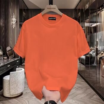 2024 Men's Short Sleeve Round Neck Loose Versatile Solid Color T-Shirt Summer Trendy Simple Top
