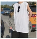 2024 Sleeveless Vest Men's Summer Fashion Brand Fitness Sports Vest Clothes Bottoming Men's White T-Shirt for Outerwear