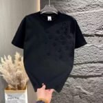 2024 European and American men's new summer trendy brand printed casual short-sleeved youth fashion round neck versatile half-sleeved T-shirt solid color T-shirt
